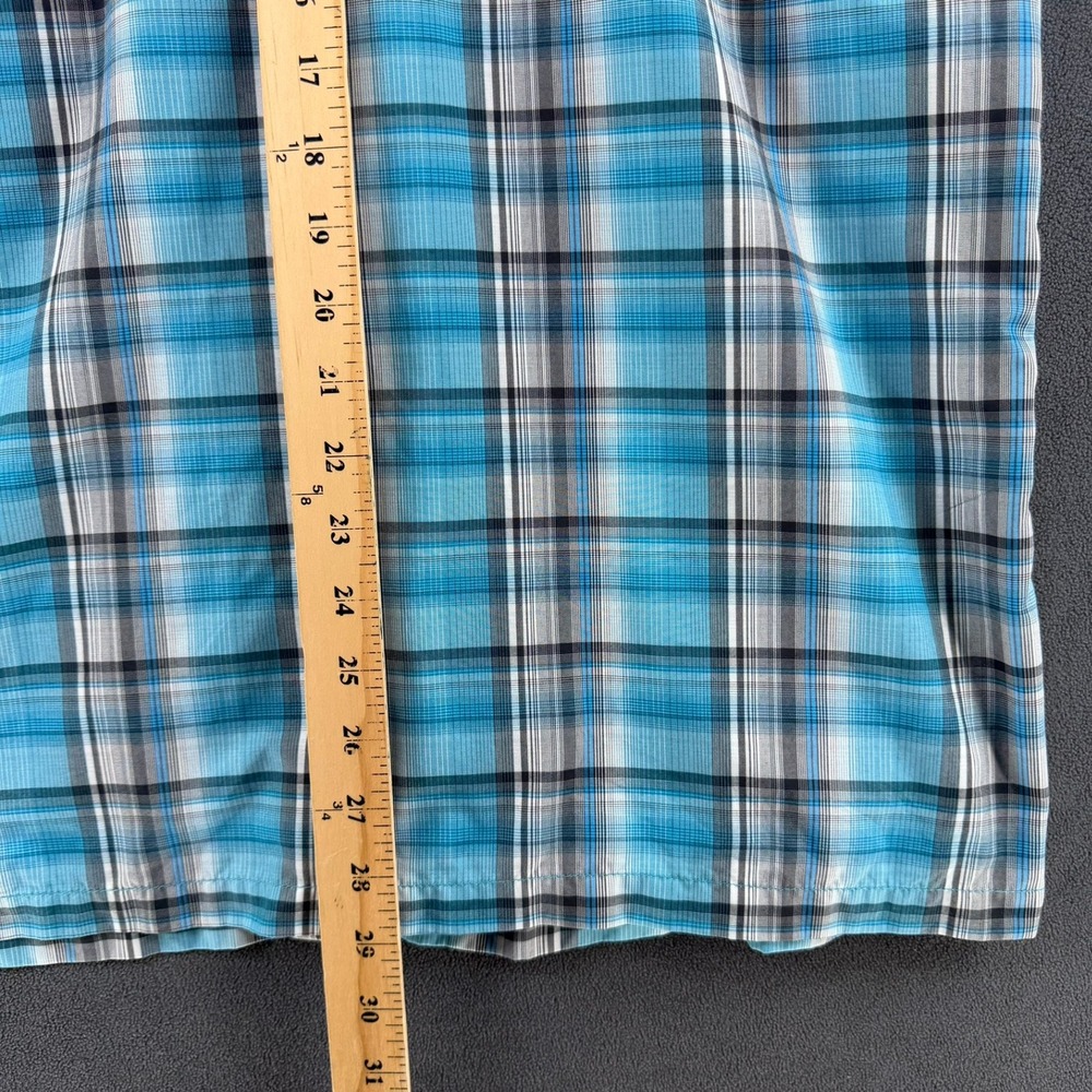 Kuhl Mens Blue Plaid Short Sleeve Button Down Hiking Shirt Large Pockets - Picture 14 of 15